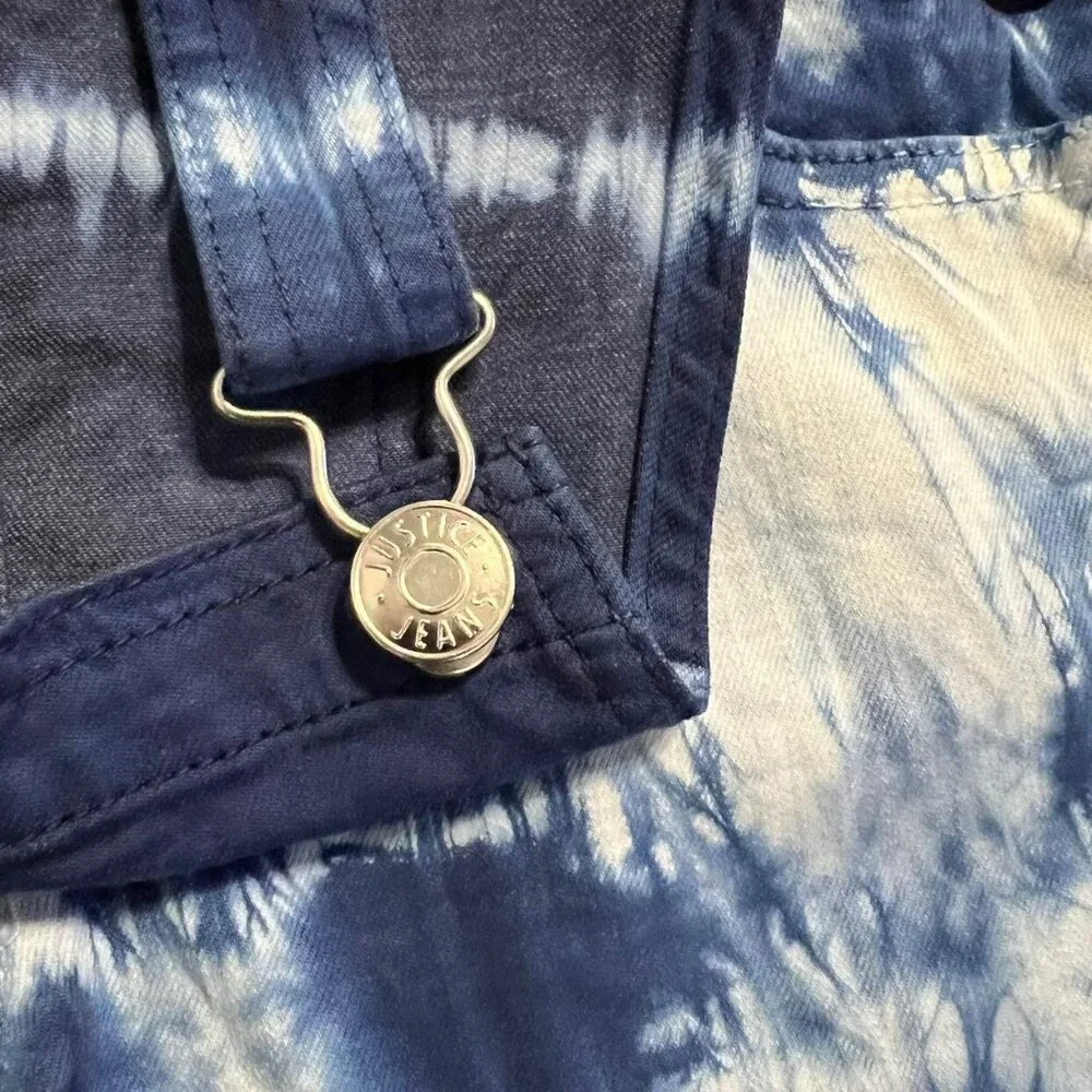 Justice Sz 10 Blue Tie Dye Shortall Overalls